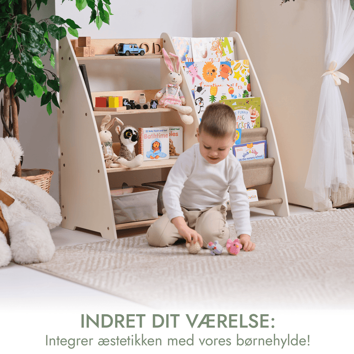 2 - i - 1 Montessori reol til små børns bøger og legetøj - Goodevas DK