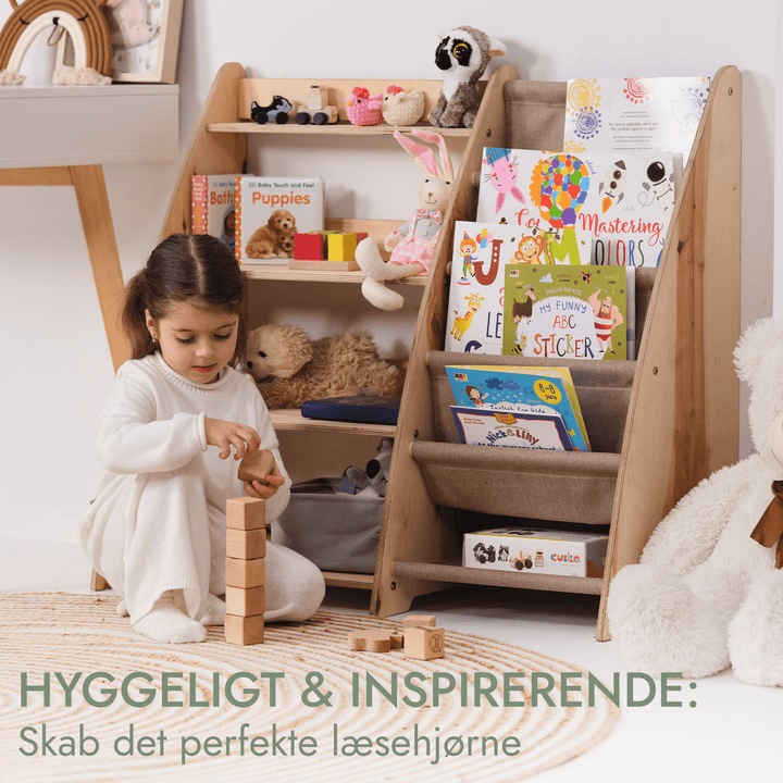 2 - i - 1 Montessori reol til små børns bøger og legetøj - Goodevas DK