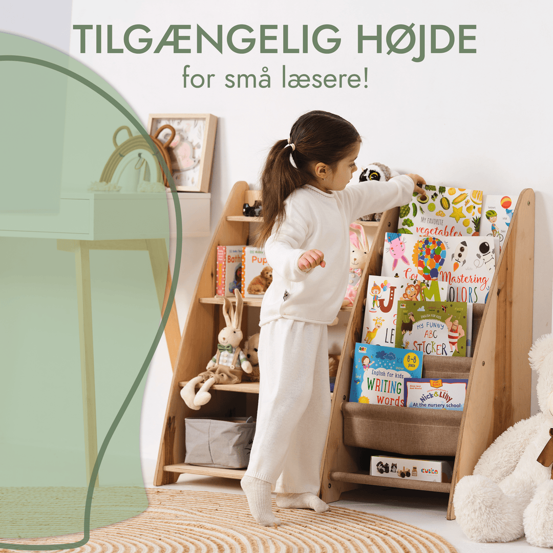 2 - i - 1 Montessori reol til små børns bøger og legetøj - Goodevas DK