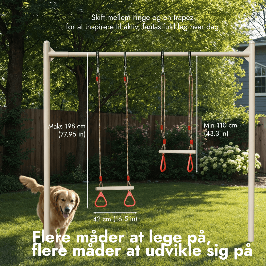 2i1 gyngesæt: trapes + gymnastikringe - Goodevas DK