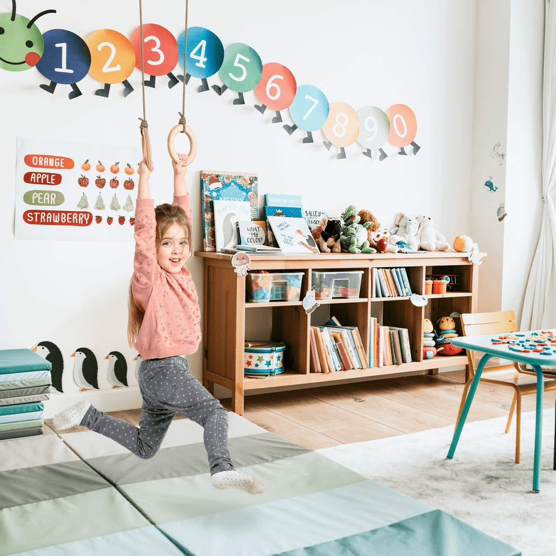 3 - i - 1 Gyngesæt: Rebstige + Gymnastikringe + Tallerkengynge - Goodevas DK