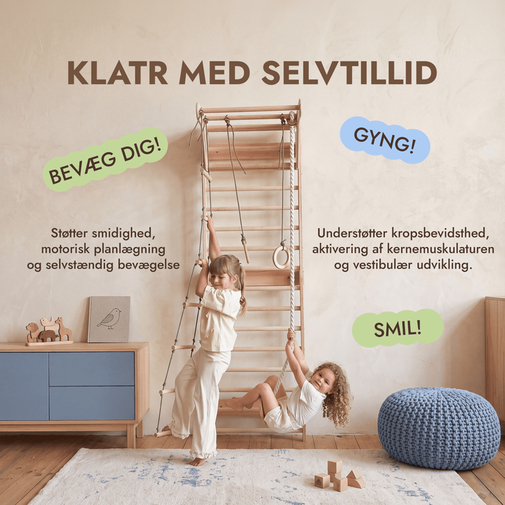 5-in-1 Gymnastikribbe til børn med pull up-stang & 3i1 gyngesæt - Goodevas DK