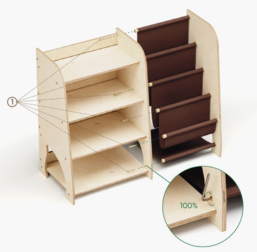 Børnehylde til bøger og legetøj – Stor