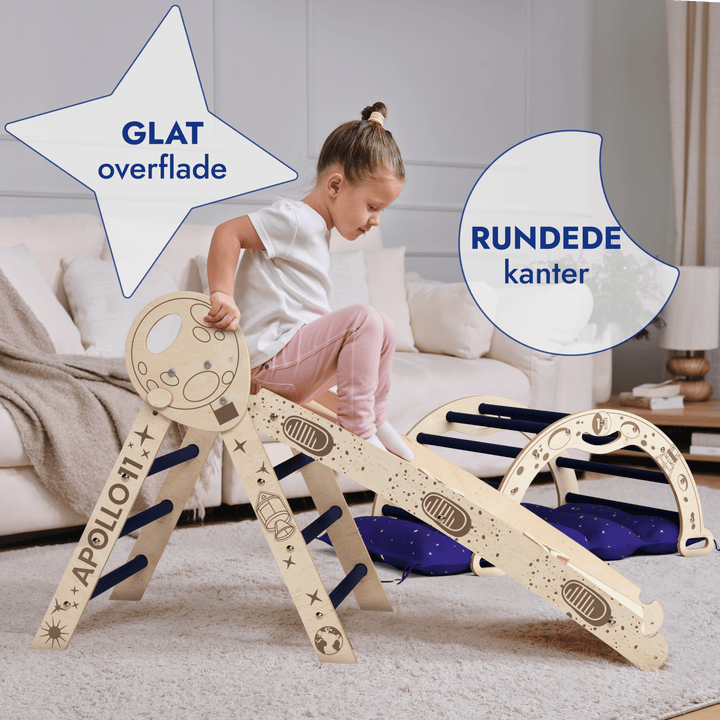 Apollo 4 - i - 1 Klatresæt: Pikler - trekant, Klatrebue, Rutsjebræt og Pude til Små Fremtidige Astronauter (1–3 år) - Goodevas DK