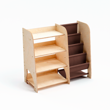 Børnehylde til bøger og legetøj – Stor