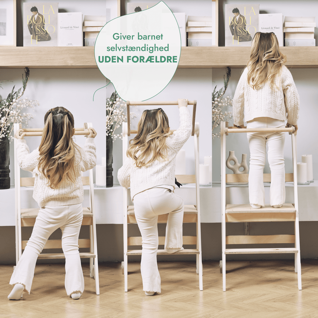 Læringstårn: Sammenklappelig skammel til småbørn - Beige - Goodevas DK