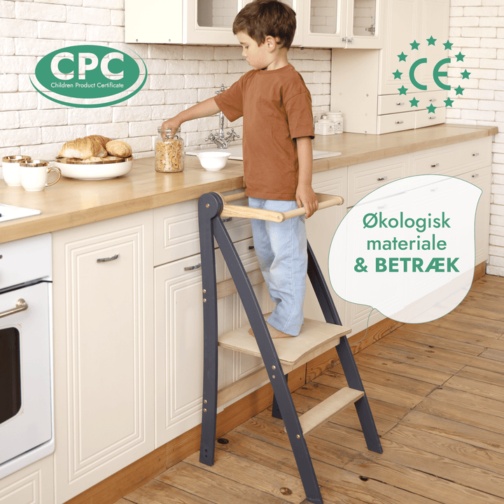 Læringstårn: Sammenklappelig skammel til småbørn - Beige - Goodevas DK