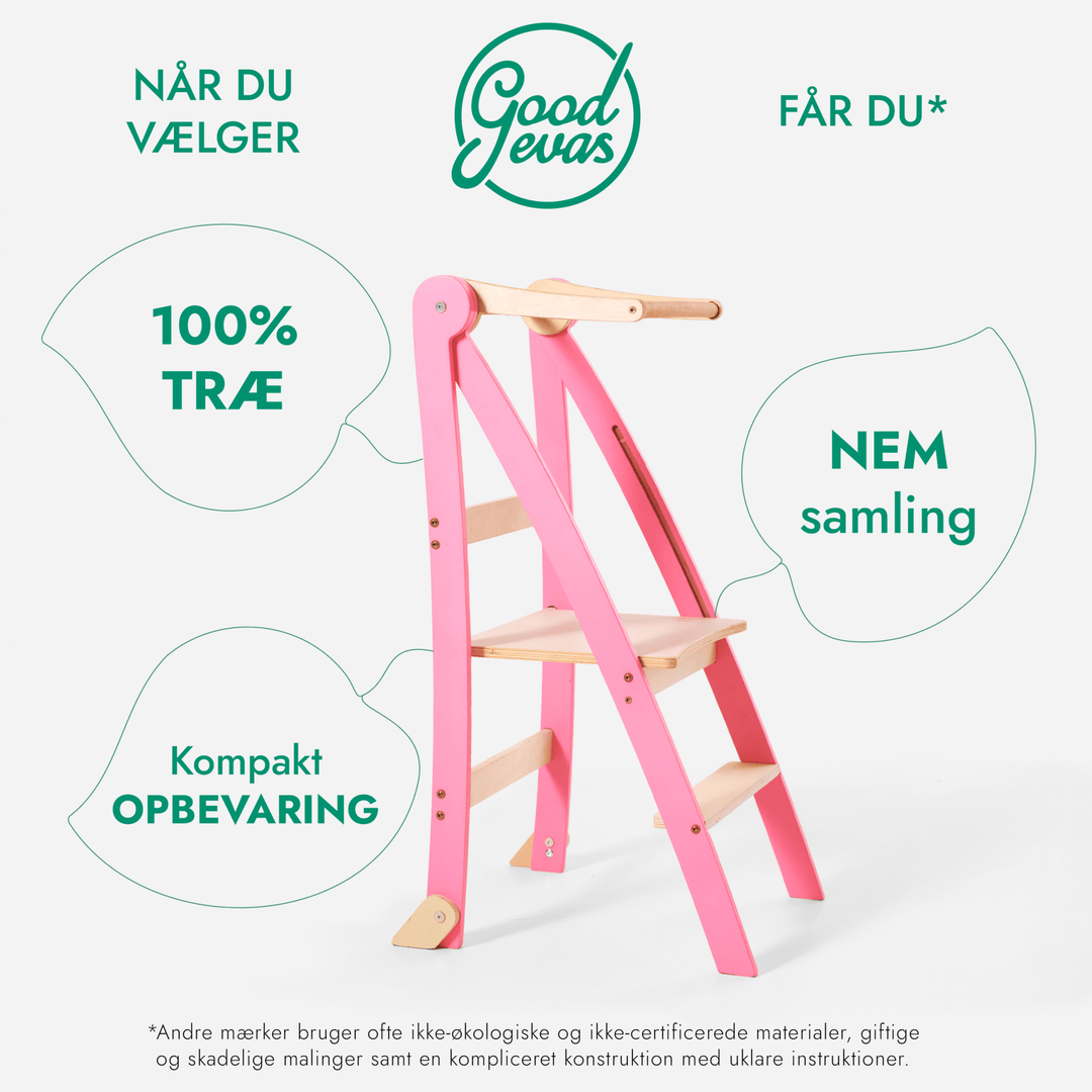 Læringstårn til småbørn: Køkkenhjælper til børn - Lyserød - Goodevas DK