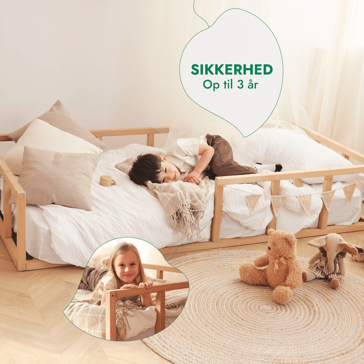 Montessori gulvsengeramme til småbørn med hegn - Goodevas DK