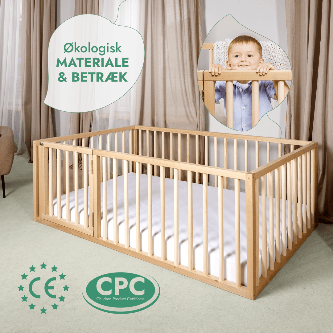 Montessori gulvsengeramme til småbørn med hegn - Goodevas DK