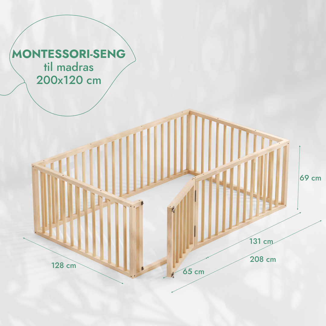 Montessori gulvsengeramme til småbørn med hegn - Goodevas DK