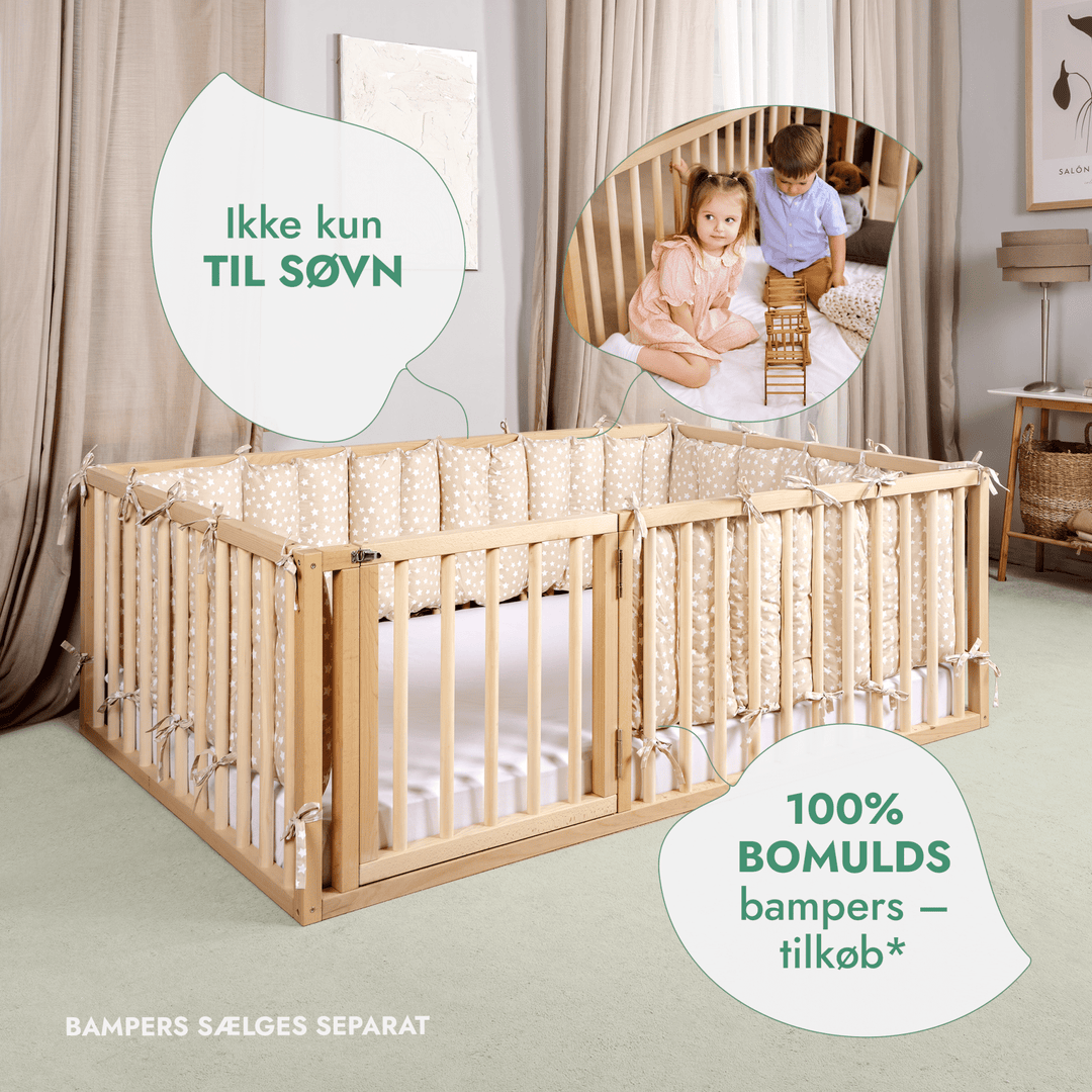 Montessori gulvsengeramme til småbørn med hegn - Goodevas DK