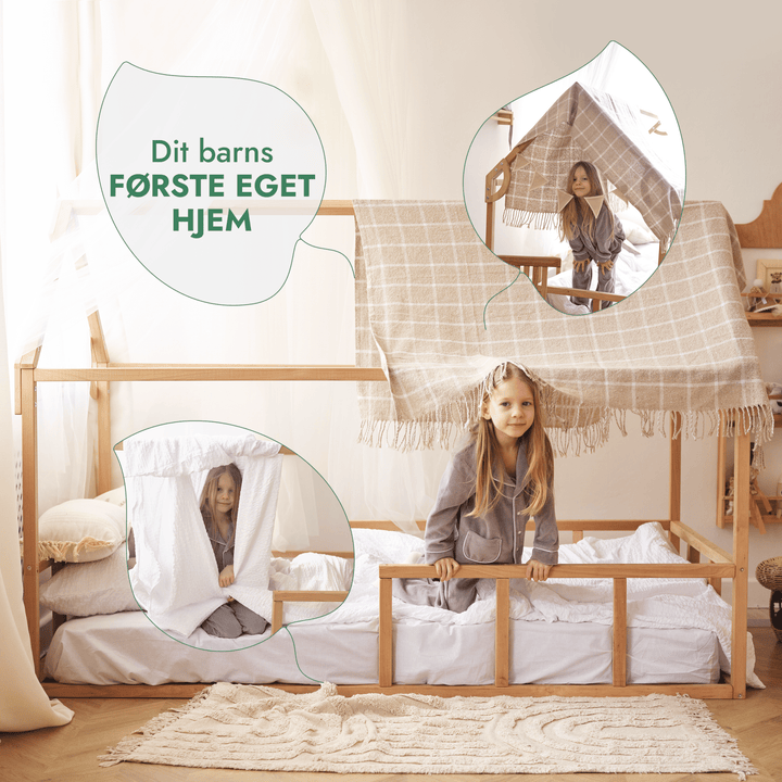 Montessori Hus Seng til Børn med Stakit (200x120 cm) - Goodevas DK