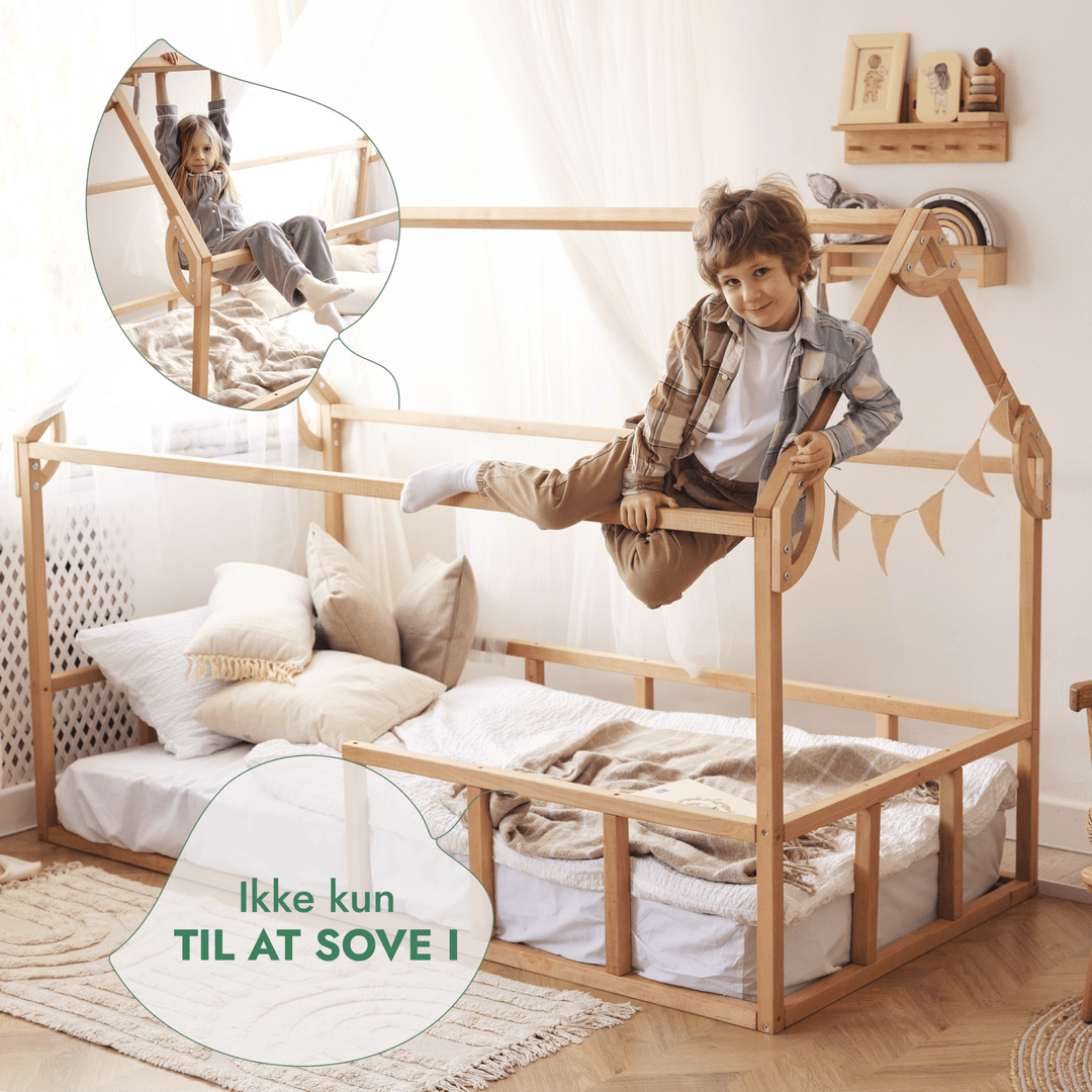 Montessori Hus Seng til Børn med Stakit (200x120 cm) - Goodevas DK