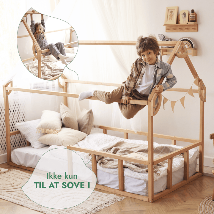 Montessori Hus Seng til Børn med Stakit (200x120 cm) - Goodevas DK