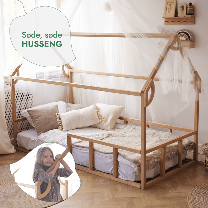 Montessori Hus Seng til Børn med Stakit (200x120 cm) - Goodevas DK