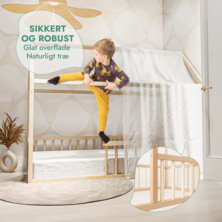 Montessori Hus Seng til Børn med Stakit (200x120 cm) - Goodevas DK