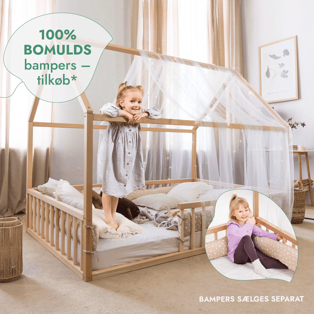 Montessori Hus Seng til Børn med Stakit (200x120 cm) - Goodevas DK