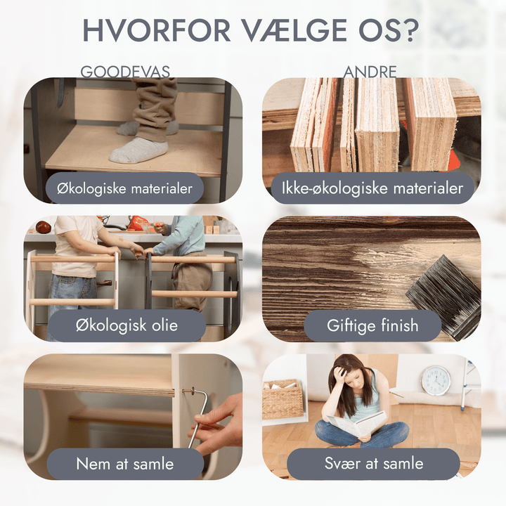 Montessoris læringstårn Køkkenhjælper - Elfenben - Goodevas DK