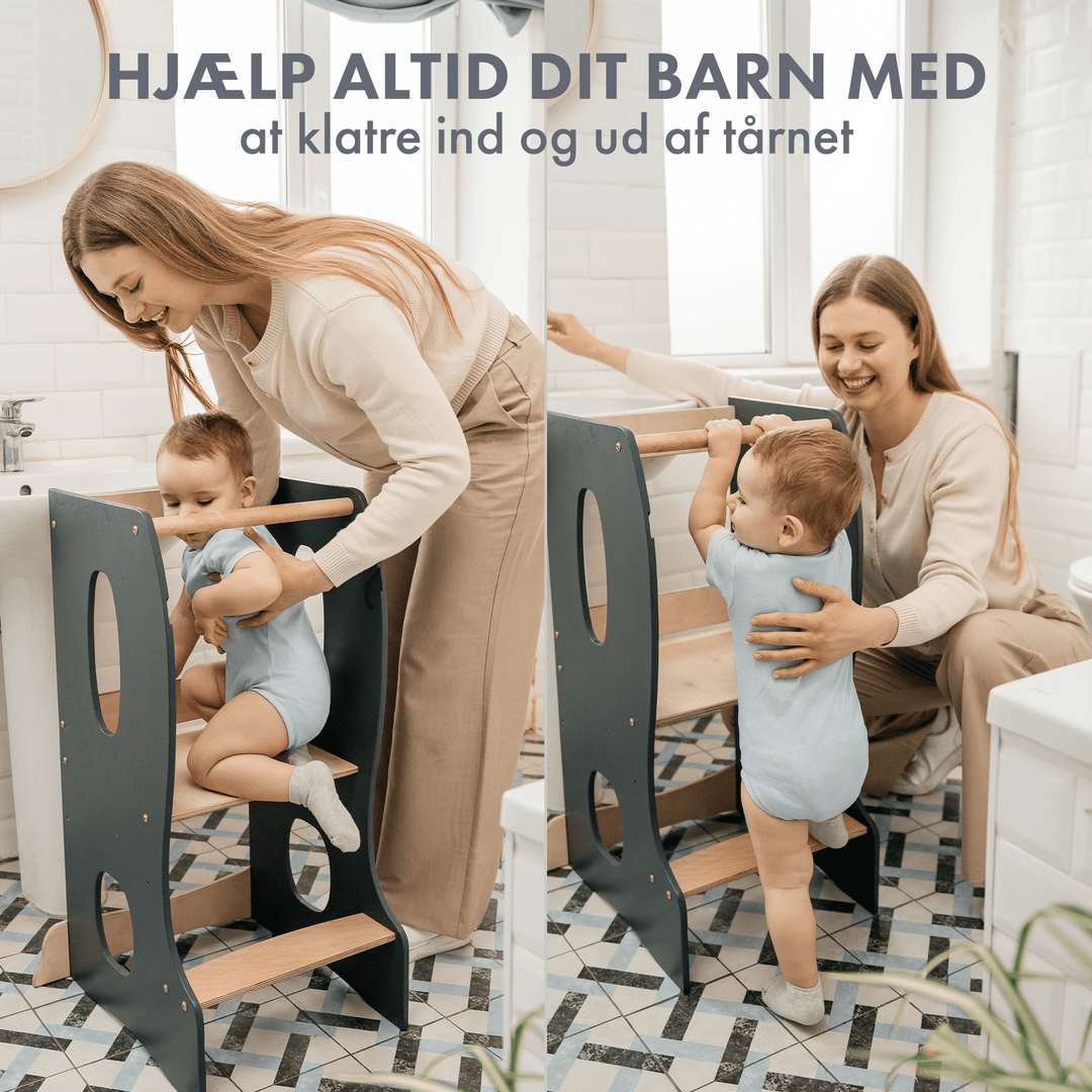 Montessoris læringstårn Køkkenhjælper - Grafit - Goodevas DK