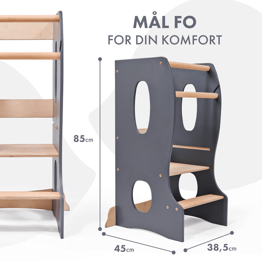 Montessoris læringstårn Køkkenhjælper - Grafit - Goodevas DK