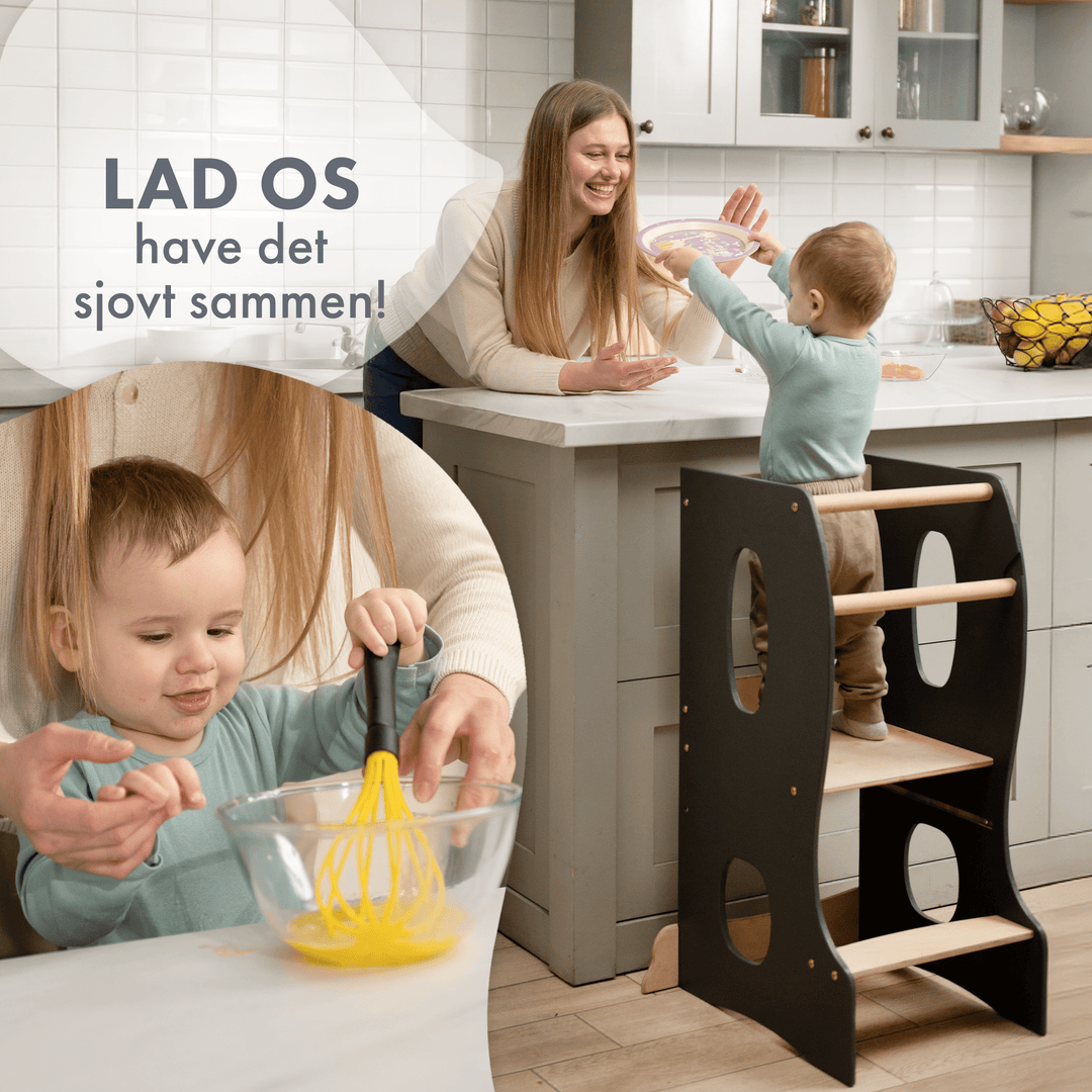 Montessoris læringstårn Køkkenhjælper - Grafit - Goodevas DK