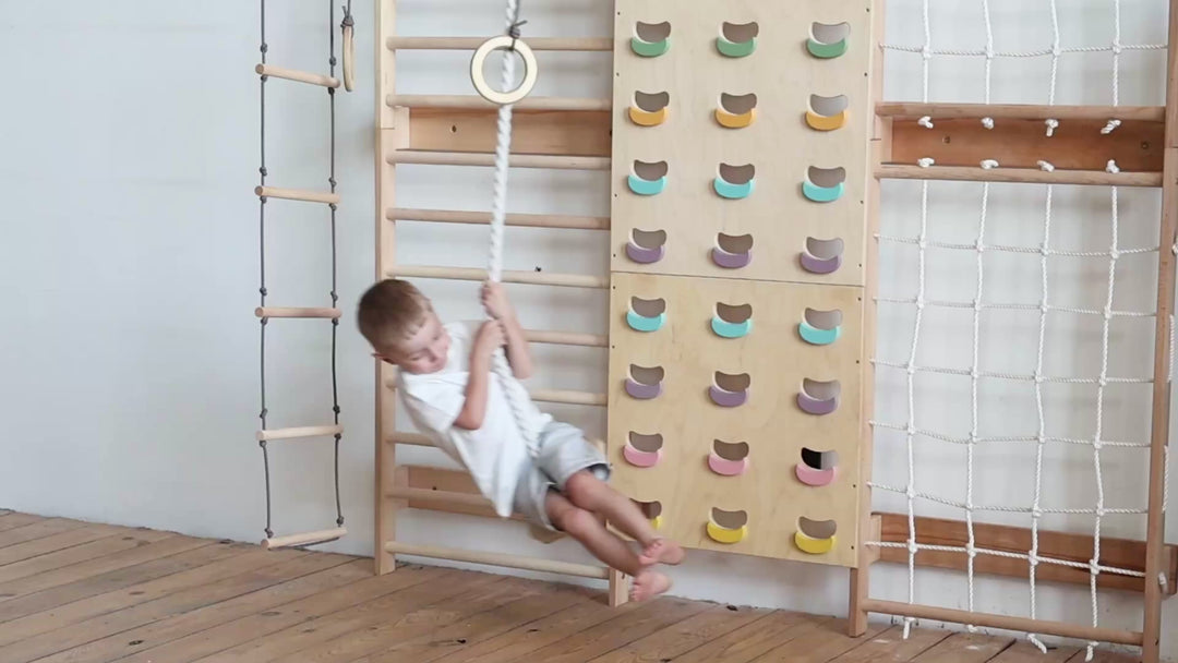 5-in-1 Gymnastikribbe til børn med pull up-stang & 3i1 gyngesæt